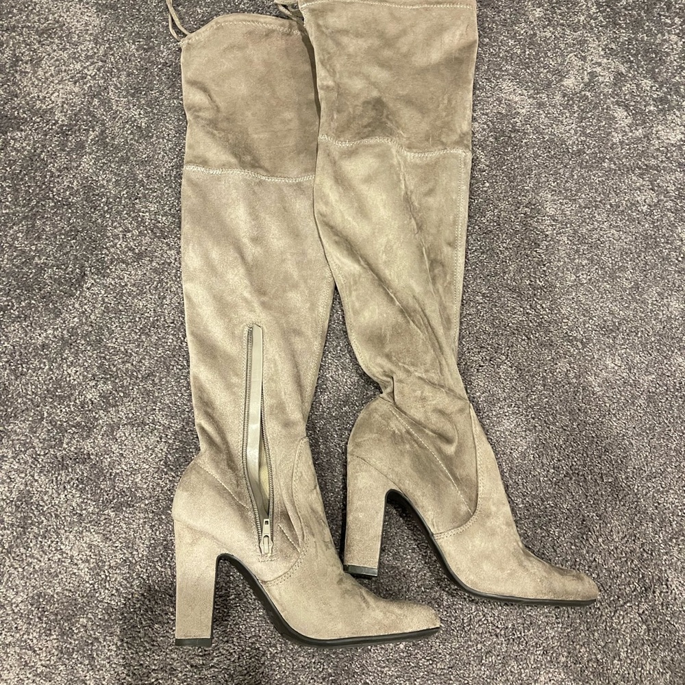 Over the knee - Taupe/grey heel boots